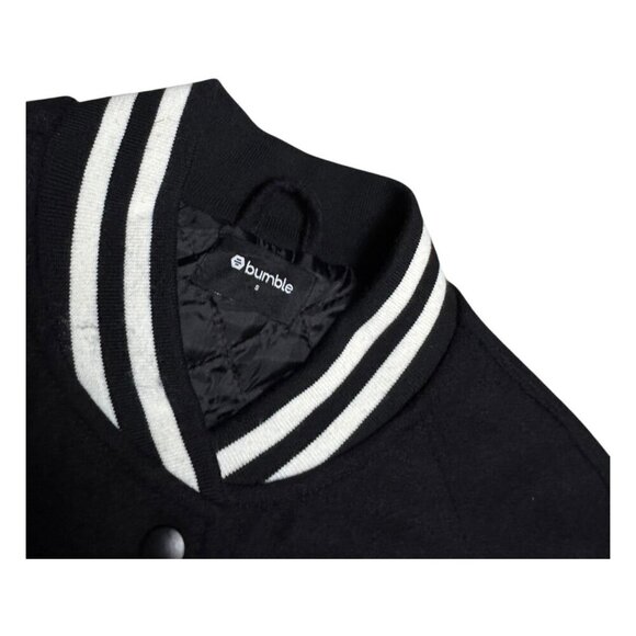 BUMBLE Social Dating App Black LETTERMAN Bomber Varsity Jacket Mens Small Rare - Picture 6 of 6
